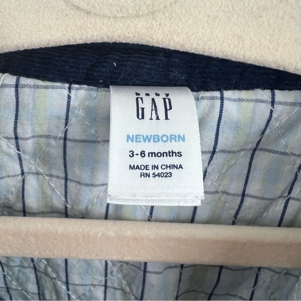Baby GAP Corduroy Navy Blue Zip-Up Coat 3-6 Months - Picture 4 of 6